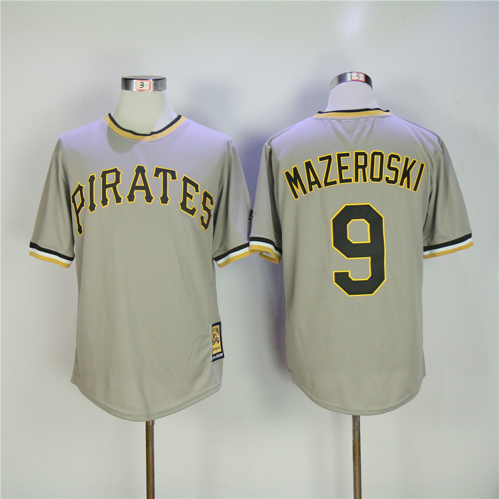 Men Pittsburgh Pirates 9 Mazeroski Grey Throwback Game MLB Jerseys